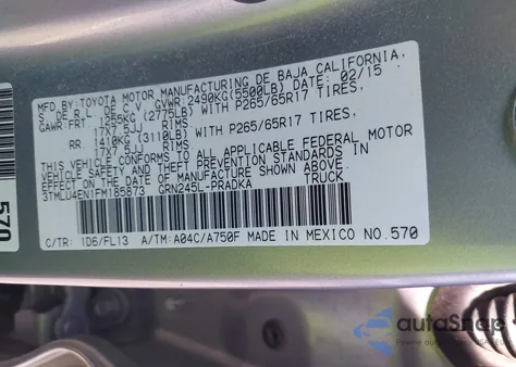 2015 Toyota Tacoma Base V6 z USA, uszkodzony, nr VIN 3TMLU4EN1FM185873